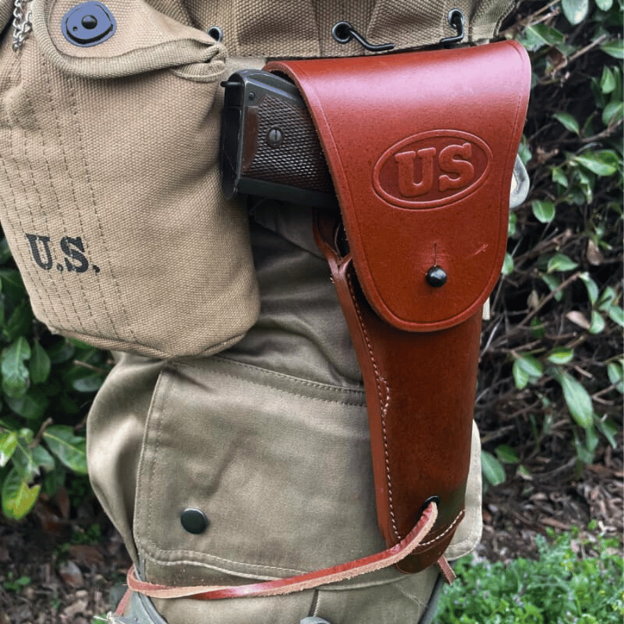 Etui / Holster M1916 Colt 1911/1911A1/45 Cuir Cognac - WW2 3 Etui -Holster- M1916-Colt-1911-1911A1-45-Cuir- cognac-ww2