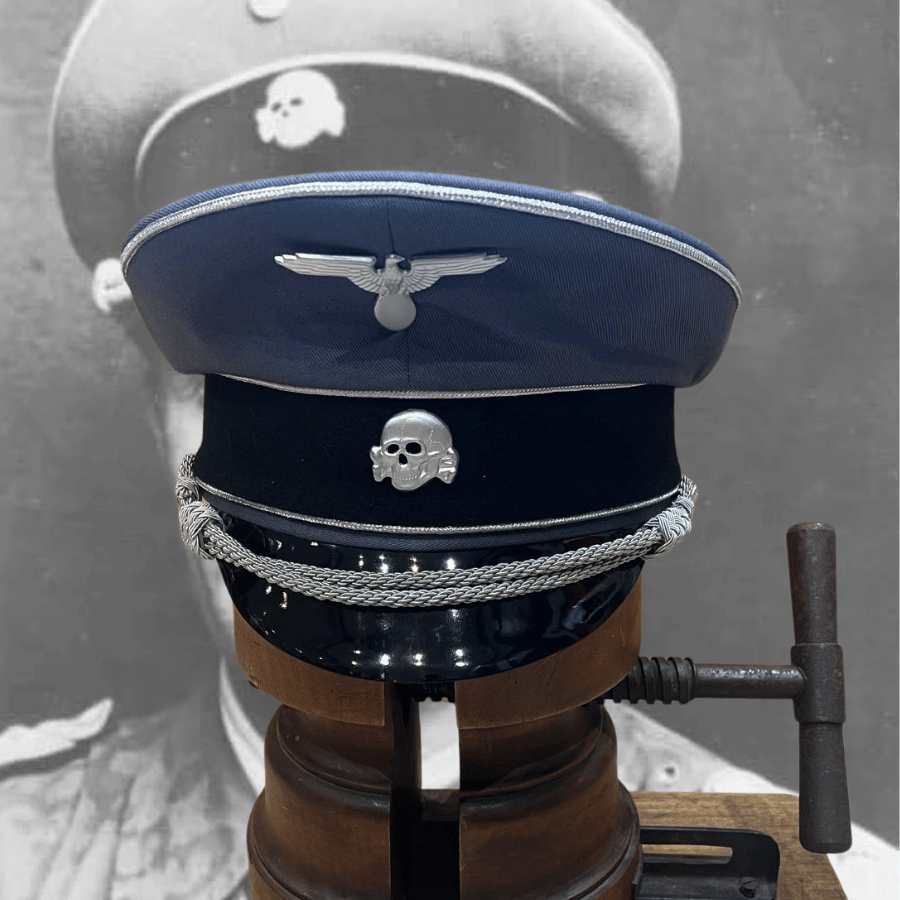 Visor Cap Casquette Officier Allemande Grise Waffen SS - WW2 4 visor-cap-officier-waffen-ss-grise-ww2-allemande
