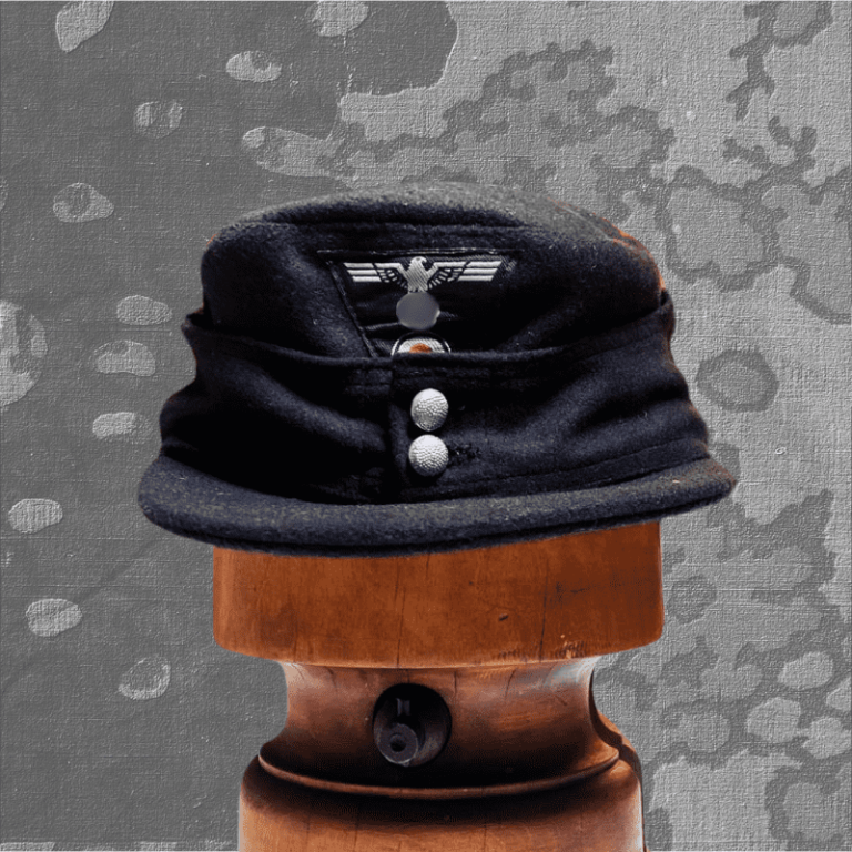 casquette-m43-allemande-ww2-patch-Adler BeVo-laine-panzer-black