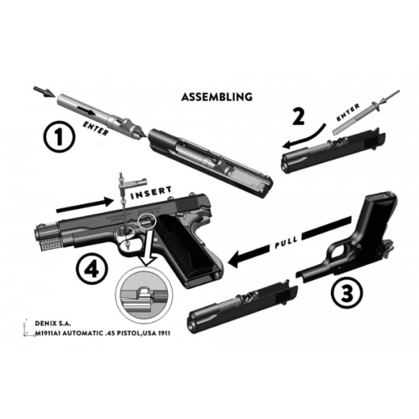 PISTOLET 45 1911 USA CHROME